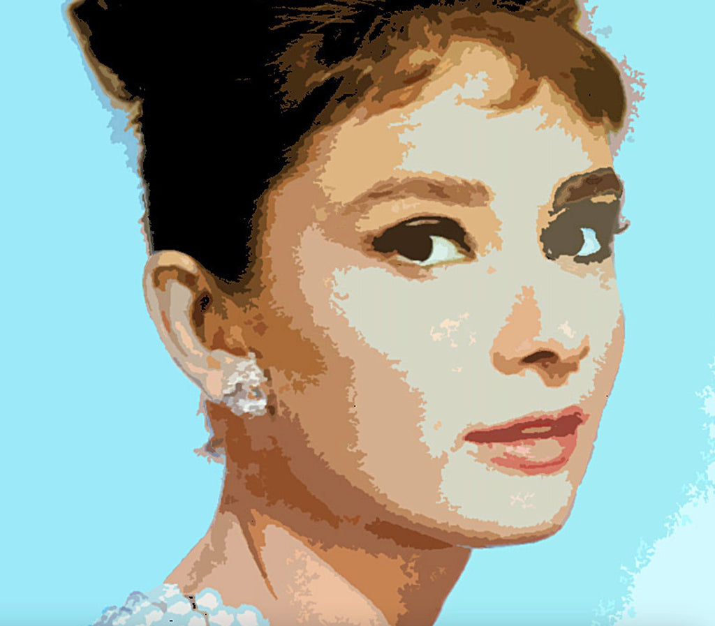Audrey Hepburn Pop Art Illustration - Classic Hollywood Icon Home Decor in Poster Print or Canvas Art