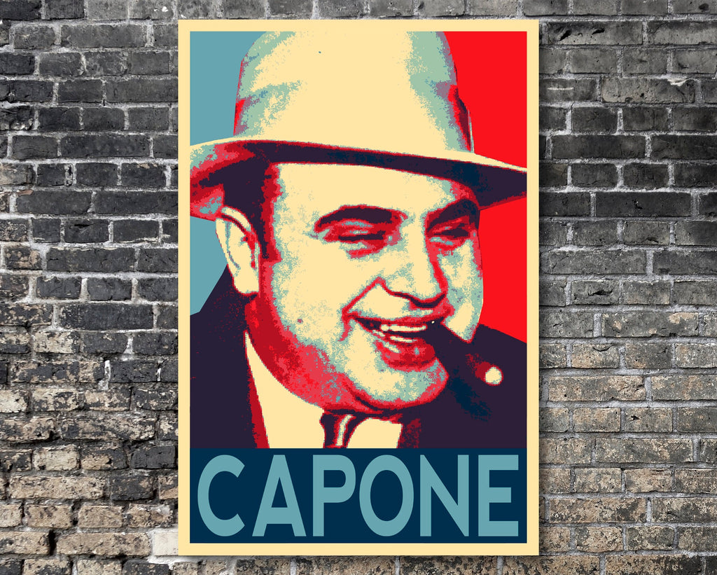 Al Capone Pop Art Illustration - American Mobster Home Decor in Poster Print or Canvas Art