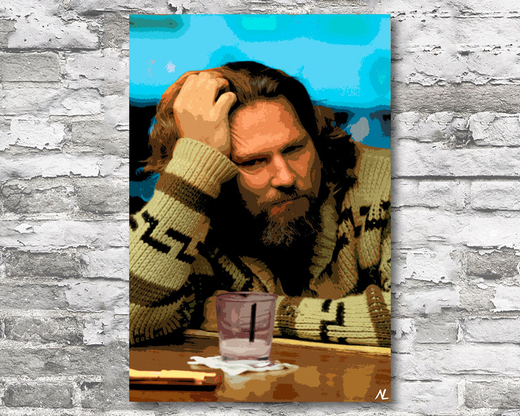 The Dude Big Lebowski Pop Art Illustration - Coen Brothers Comedy Home Decor in Poster Print or Canvas Art