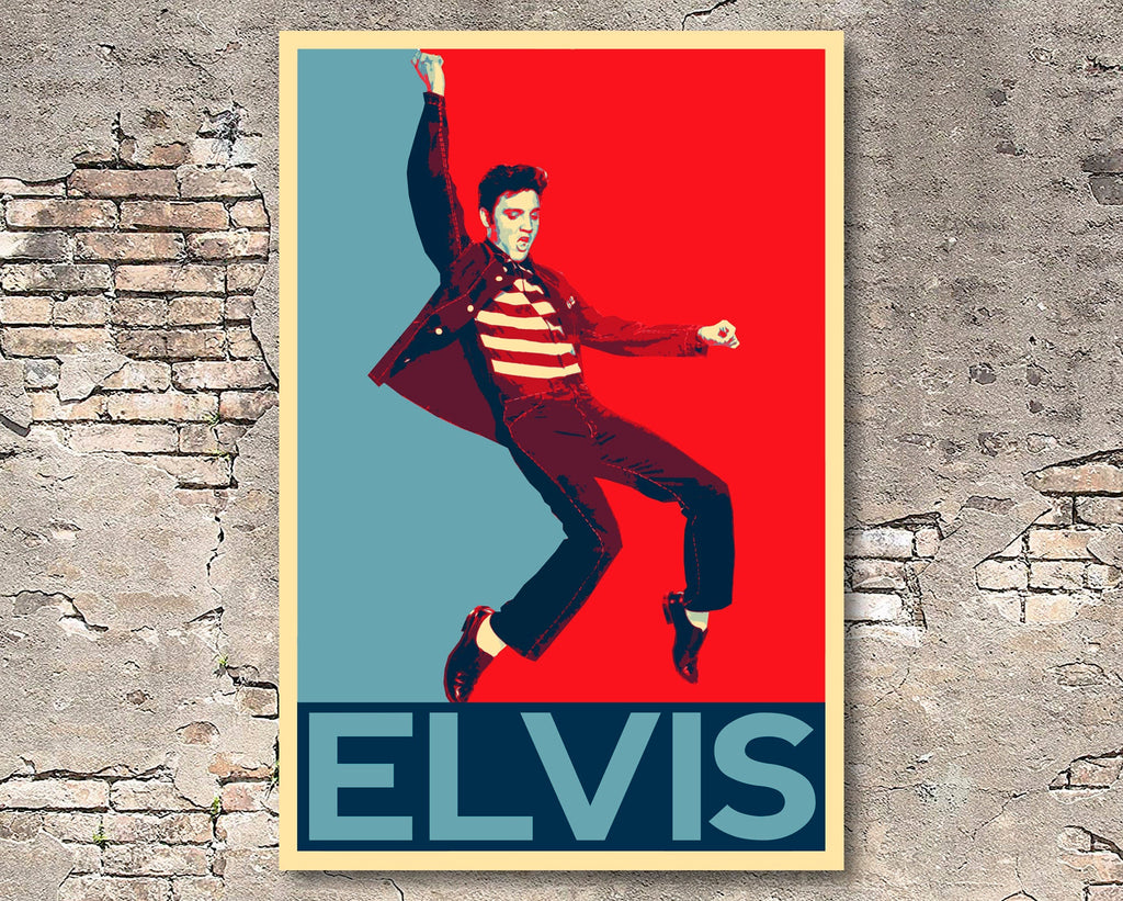 Elvis Presley Pop Art Illustration - Rock and Roll Music Home Decor in Poster Print or Canvas Art