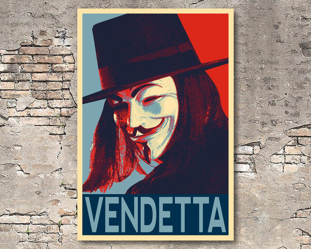 V for Vendetta Pop Art Illustration - Revolution Superhero Comic Book Home Decor in Poster Print or Canvas Art