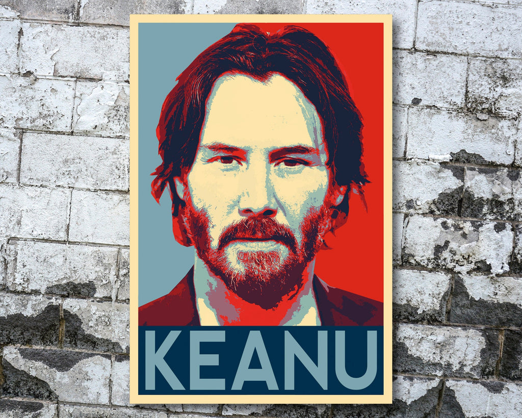 Keanu Reeves Pop Art Illustration - Celebrity Hollywood Home Decor in Poster Print or Canvas Art