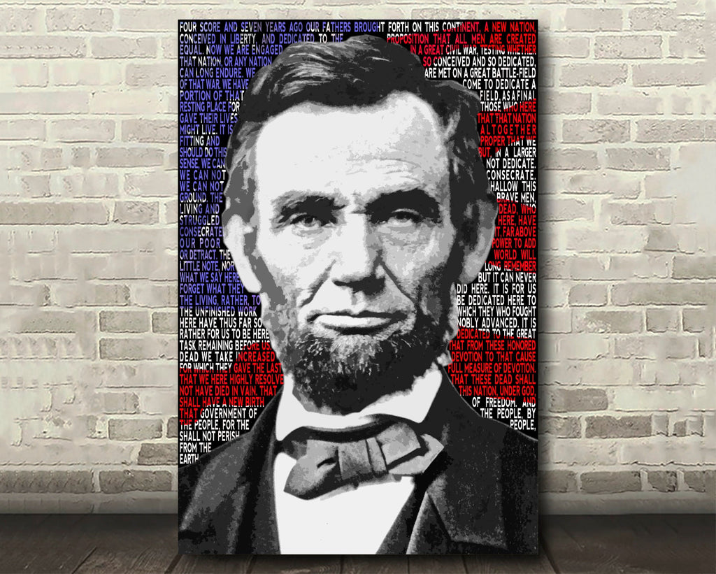 The Gettysburg Address by United States President Abraham Lincoln Pop Art Illustration - Civil War Home Decor in Poster Print or Canvas Art