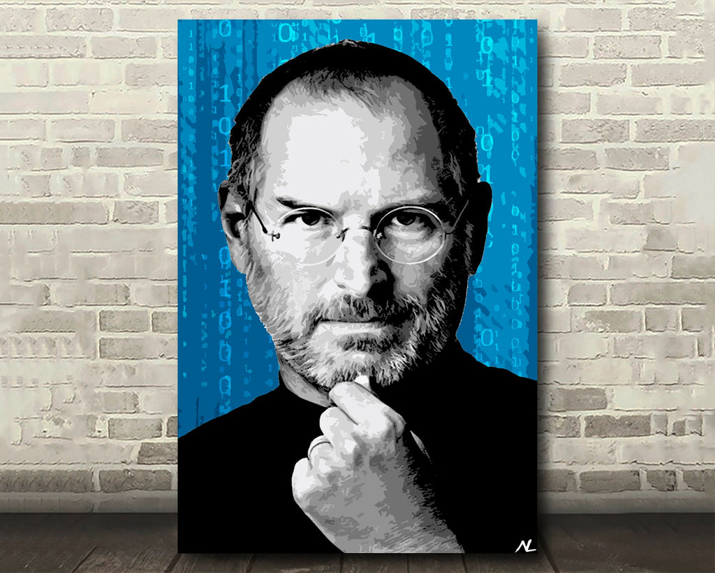 Steve Jobs Pop Art Illustration - Apple Macintosh Computer Technology Home Decor in Poster Print or Canvas Art