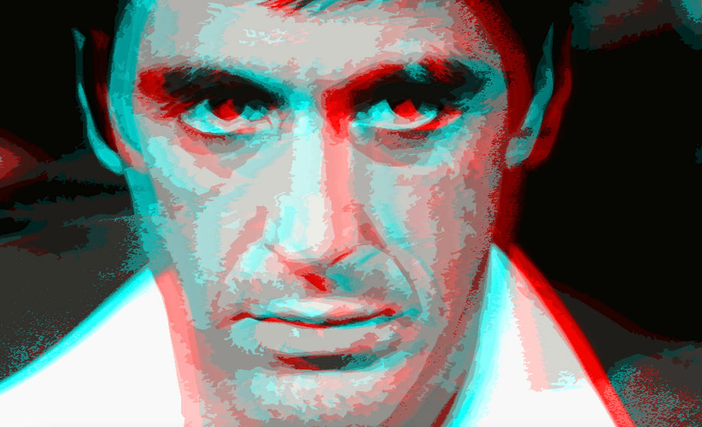 Retro 3D Scarface Tony Montana Pop Art Illustration - Gangster Movie Home Decor in Poster Print or Canvas Art