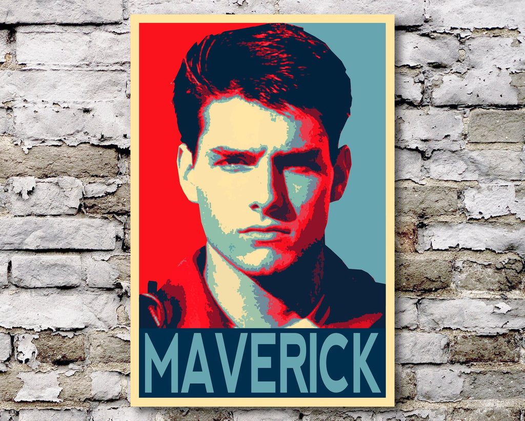 Maverick Top Gun Pop Art Illustration - Tom Cruise Movie Home Decor in Poster Print or Canvas Art