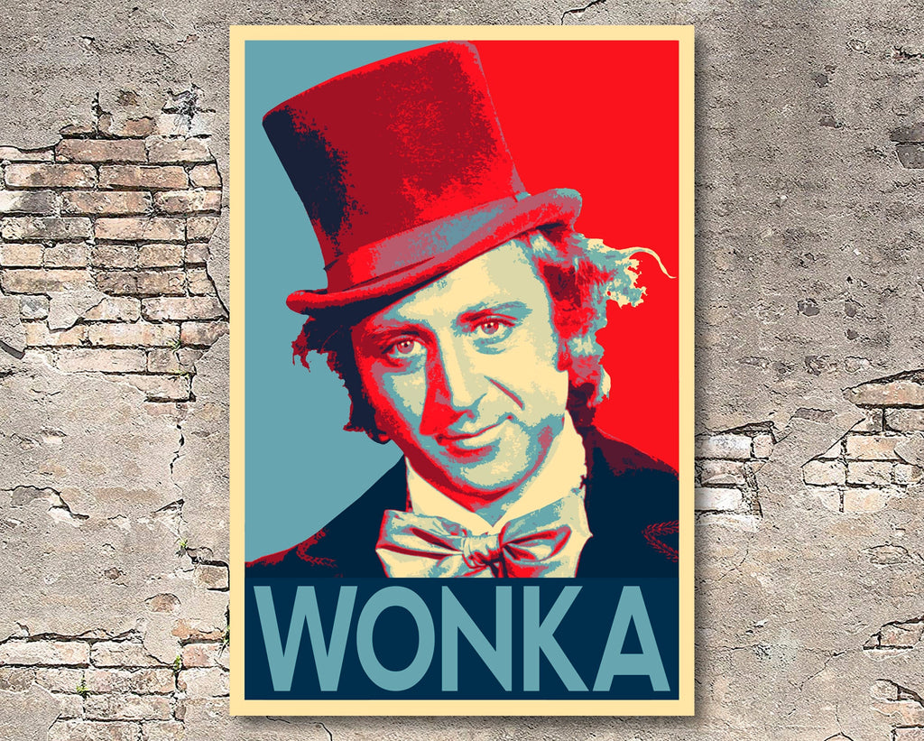 Willy Wonka and The Chocolate Factory Pop Art Illustration - Gene Wilder Movie Home Decor in Poster Print or Canvas Art