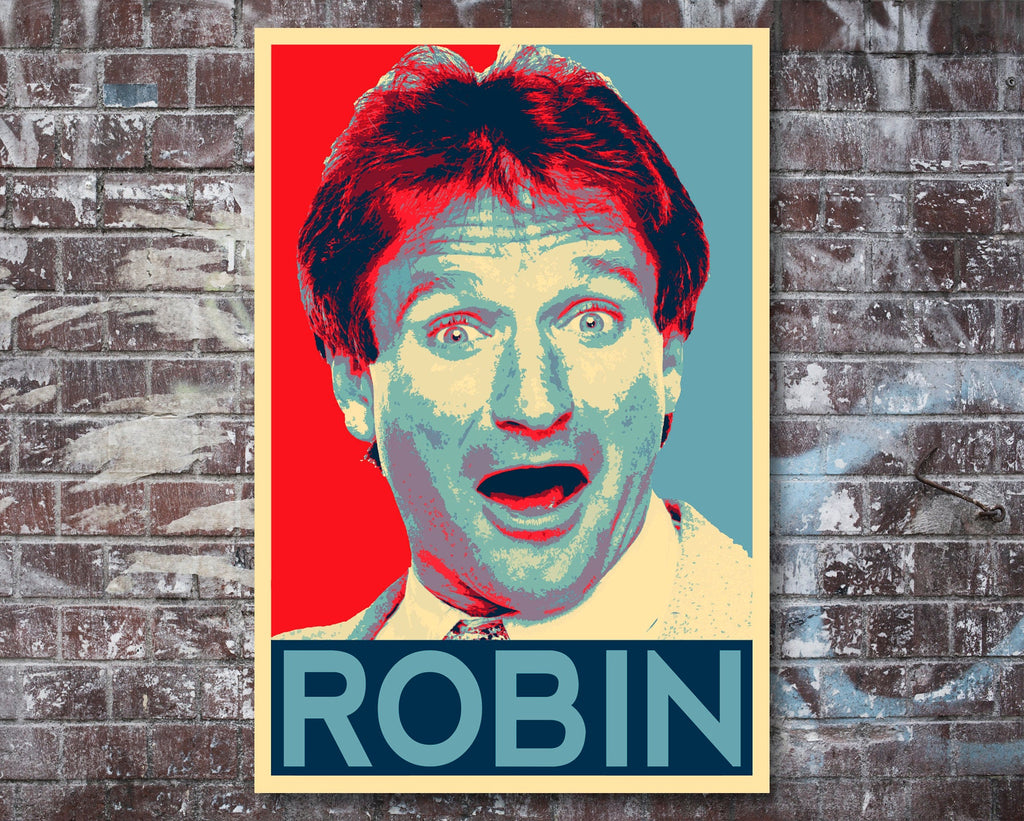 Robin Williams Pop Art Illustration - Comedy Hollywood Icon Home Decor in Poster Print or Canvas Art