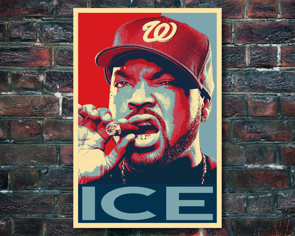 Ice Cube Pop Art Illustration - NWA Rap Hip hop Music Icon Home Decor in Poster Print or Canvas Art