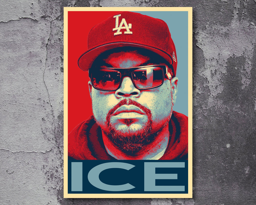 Ice Cube Pop Art Illustration - NWA Rap Hip hop Music Icon Home Decor in Poster Print or Canvas Art