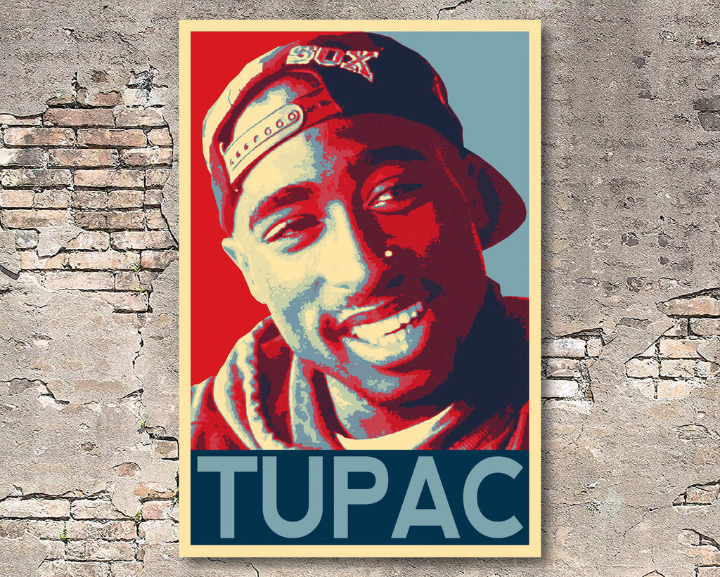 Tupac Shakur Pop Art Illustration - 2Pac Rap Hip hop Music Icon Home Decor in Poster Print or Canvas Art