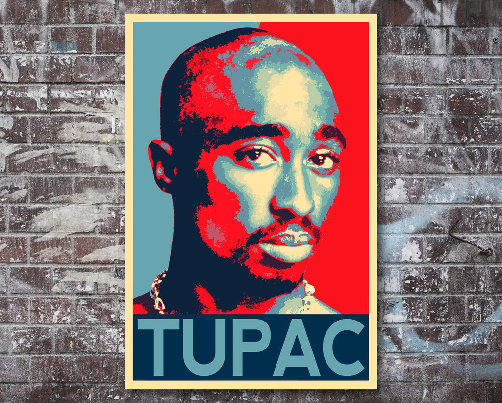 Tupac Shakur Pop Art Illustration - 2Pac Rap Hip hop Music Icon Home Decor in Poster Print or Canvas Art