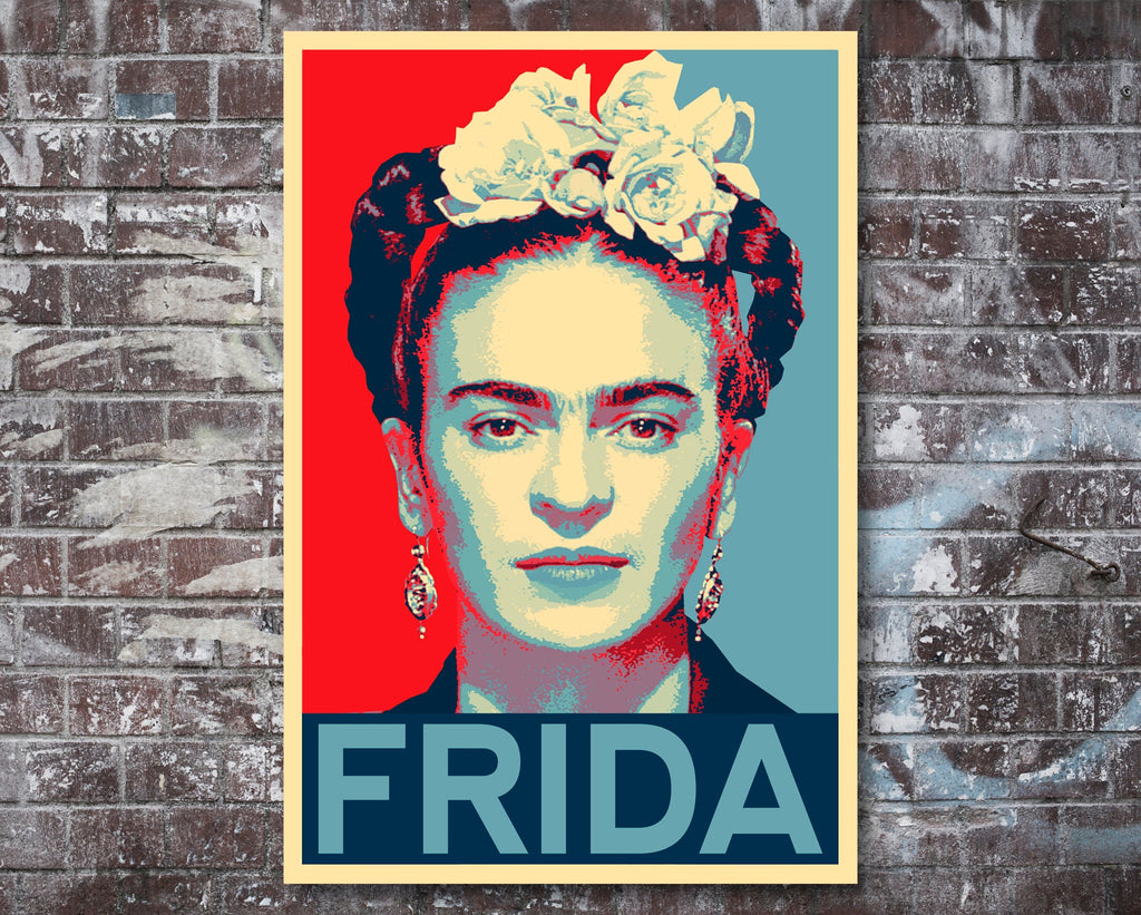 Frida Kahlo Pop Art Illustration - Mexican Art Icon Home Decor in Poster Print or Canvas Art