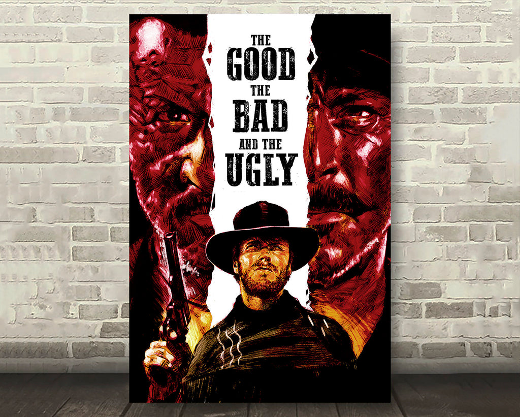 The Good the Bad and the Ugly 1966 Vintage Poster Reprint - Cowboy Western Home Decor in Poster Print or Canvas Art