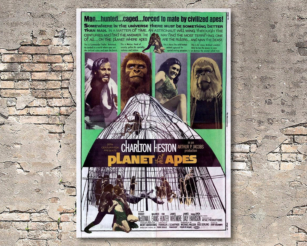 Planet of the Apes 1968 Vintage Poster Reprint - Retro Science Fiction Movie Home Decor in Poster Print or Canvas Art