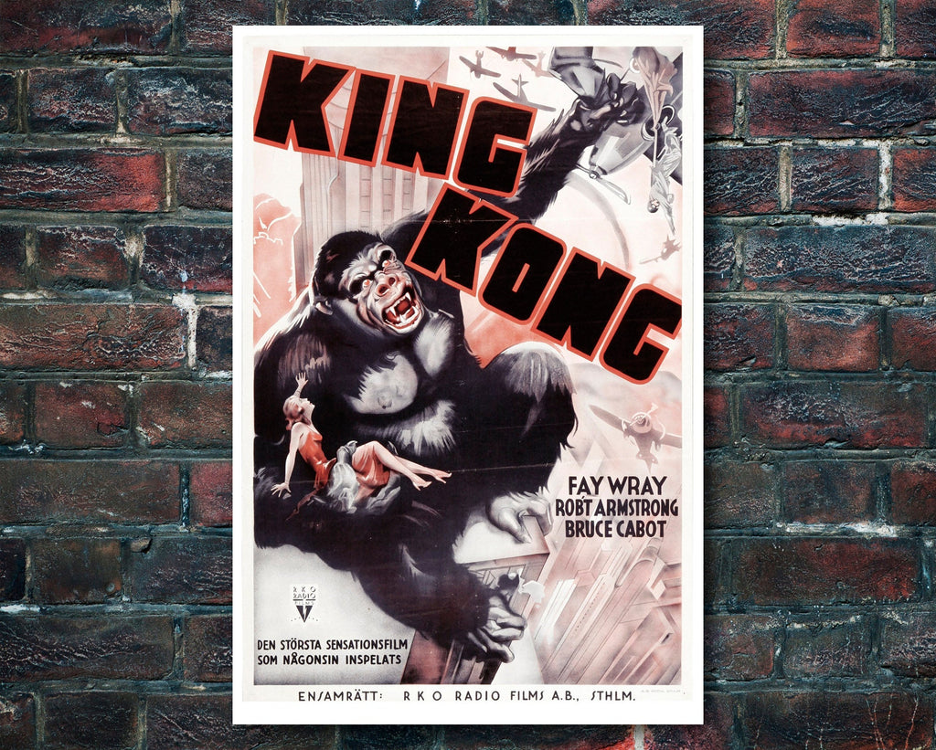 King Kong 1933 Vintage Poster Reprint - Monster Movie Home Decor in Poster Print or Canvas Art