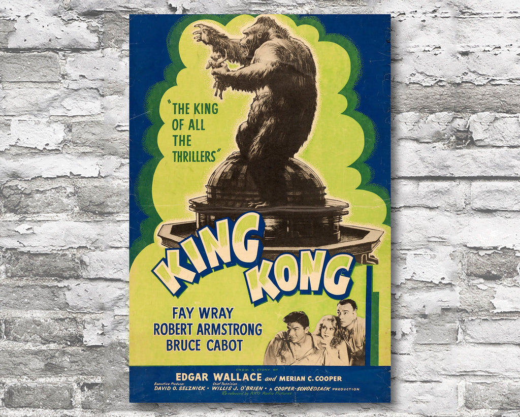 King Kong 1933 Vintage Poster Reprint - Monster Movie Home Decor in Poster Print or Canvas Art