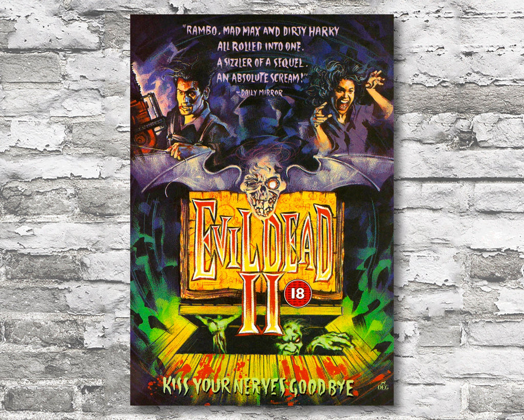 Evil Dead 2 1987 Vintage Poster Reprint - Horror Home Decor in Poster Print or Canvas Art