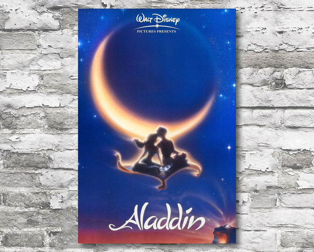 Aladdin 1992 Vintage Cartoon Poster Reprint - Disney Movie Home Decor in Poster Print or Canvas Art
