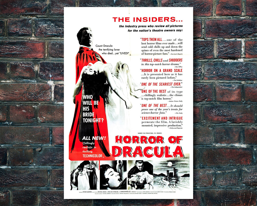 Horror of Dracula 1958 Vintage Poster Reprint - Christopher Lee Vampire Home Decor in Poster Print or Canvas Art