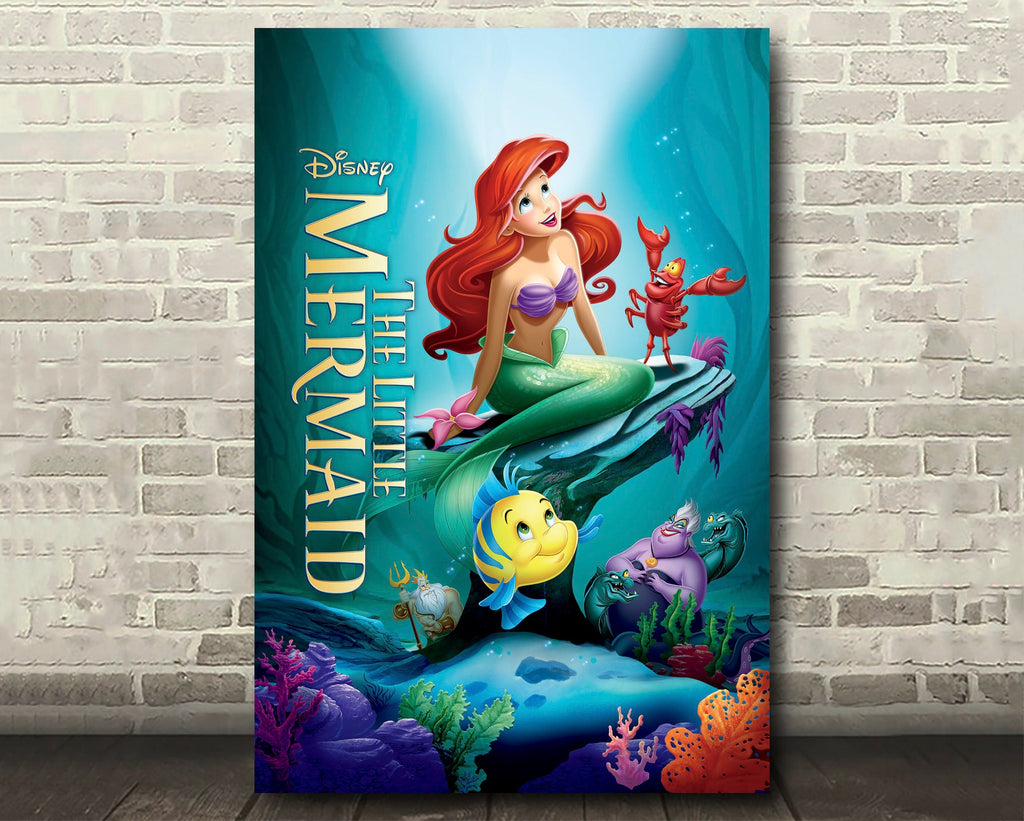 The Little Mermaid 1989 Vintage Poster Reprint - Disney Cartoon Home Decor in Poster Print or Canvas Art