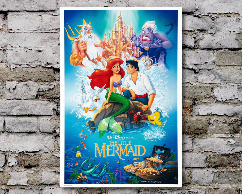 The Little Mermaid 1989 Vintage Poster Reprint - Disney Cartoon Home Decor in Poster Print or Canvas Art
