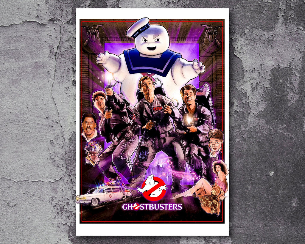 Ghostbusters 1984 Movie Poster Reprint - Science Fiction Comedy Home Decor in Poster Print or Canvas Art