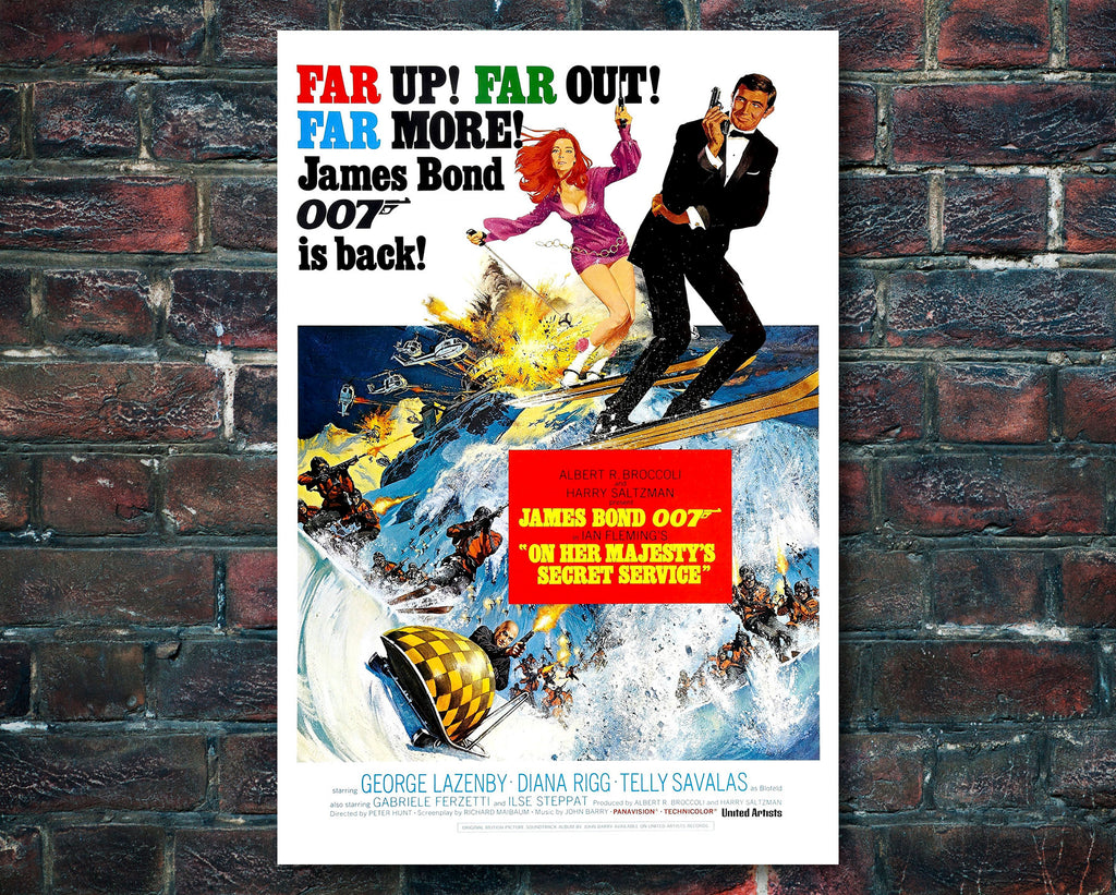 On Her Majesty's Secret Service 1969 James Bond Reprint - 007 Home Decor in Poster Print or Canvas Art