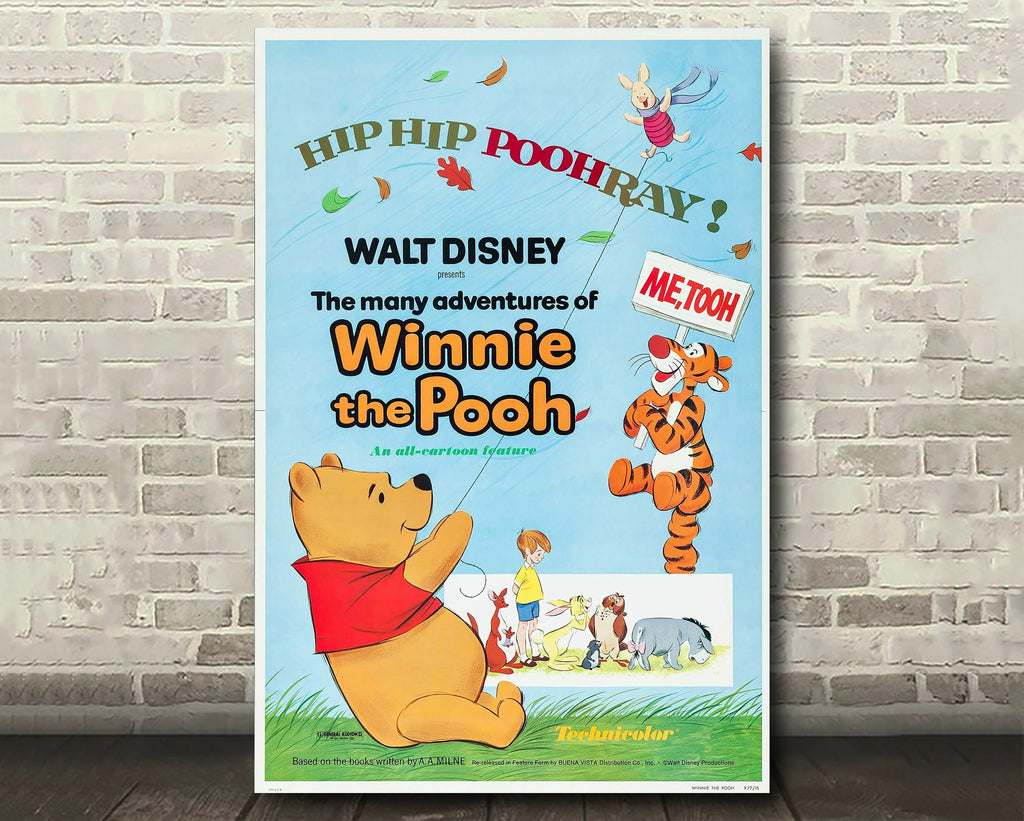 The Many Adventures of Winnie the Pooh 1977 Vintage Poster Reprint - Disney Cartoon Home Decor in Poster Print or Canvas Art