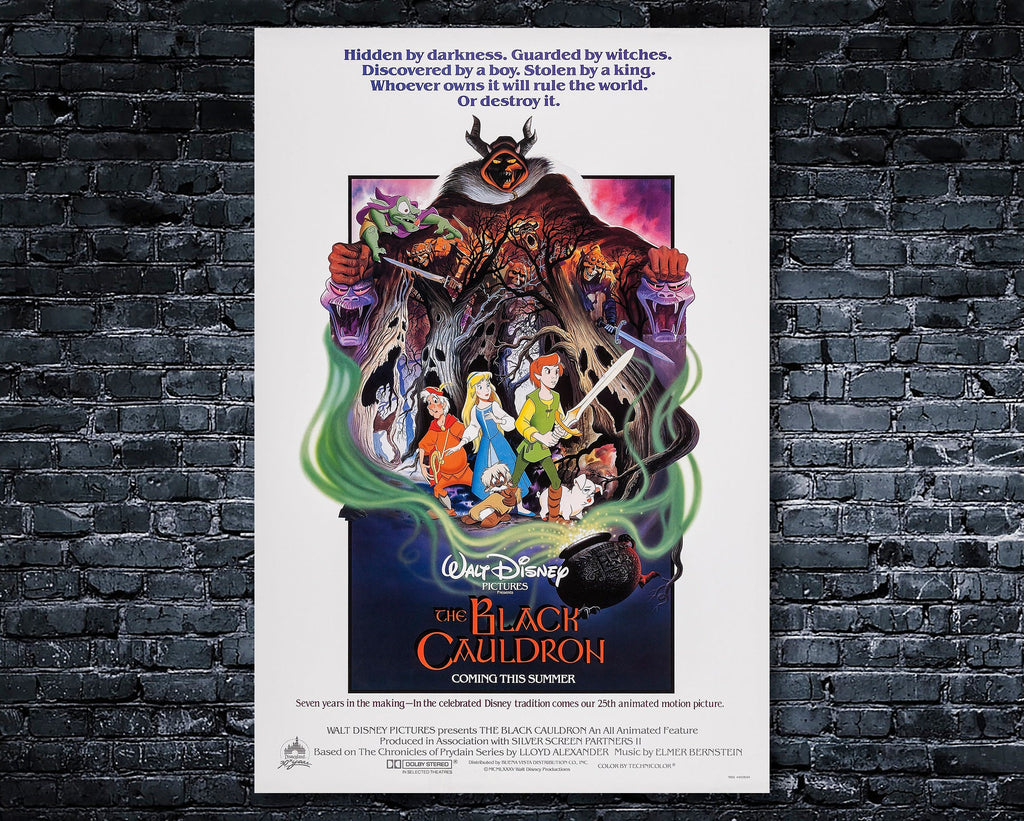 The Black Cauldron 1985 Vintage Poster Reprint - Disney Cartoon Home Decor in Poster Print or Canvas Art