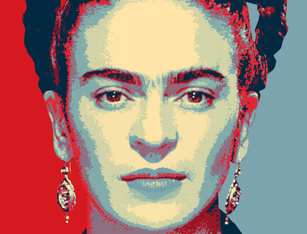 Frida Kahlo Pop Art Illustration - Mexican Art Icon Home Decor in Poster Print or Canvas Art