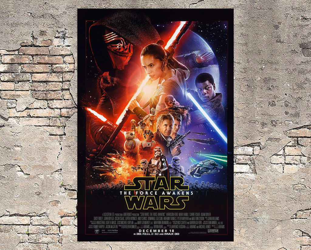 Star Wars The Force Awakens Poster Reprint - Retro Science Fiction Home Decor in Poster Print or Canvas Art