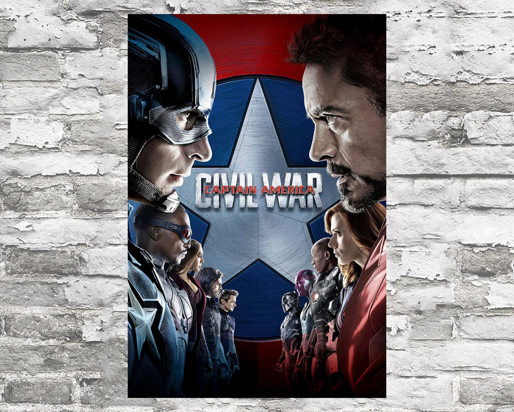 Captain America: Civil War 2016 Poster Reprint - Marvel Superhero Home Decor in Poster Print or Canvas Art