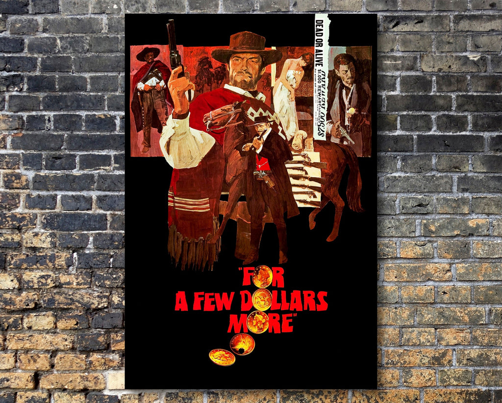 For a Few Dollars More 1965 Poster Reprint - Cowboy Western Home Decor in Poster Print or Canvas Art