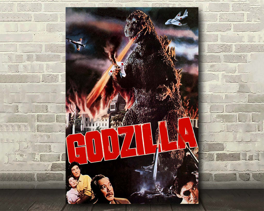 Godzilla Vintage Poster Reprint - Monster Movie Home Decor in Poster Print or Canvas Art