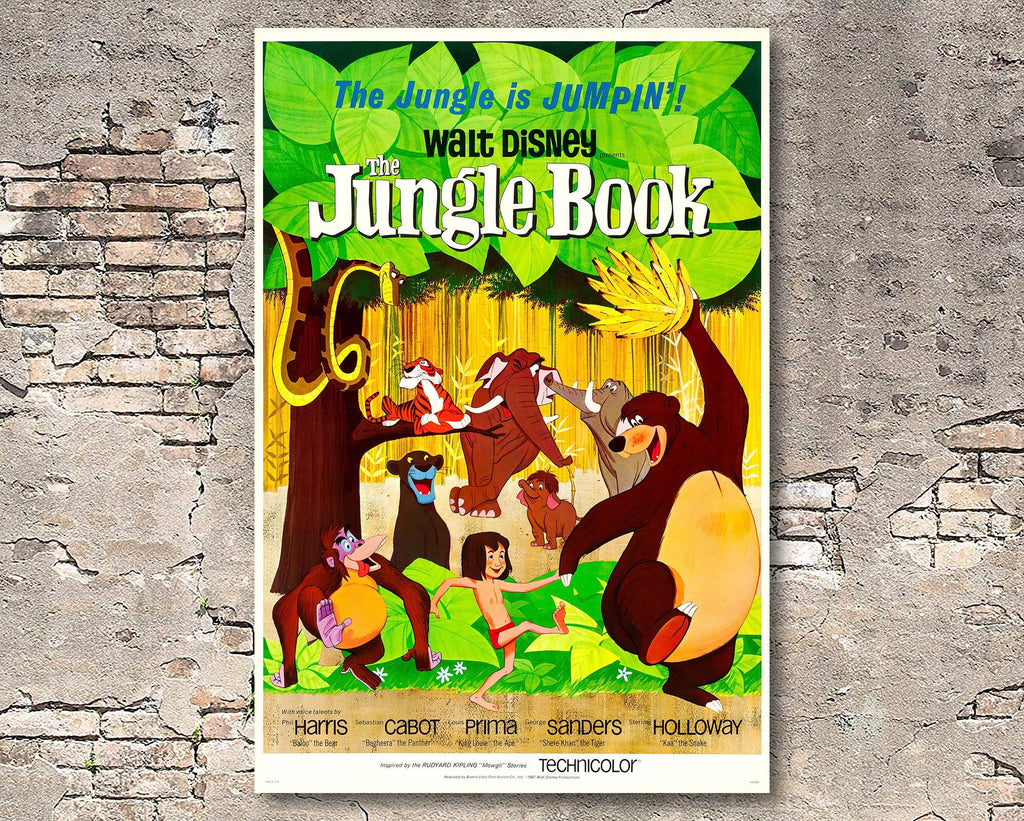 The Jungle Book 1967 Vintage Poster Reprint - Disney Cartoon Home Decor in Poster Print or Canvas Art