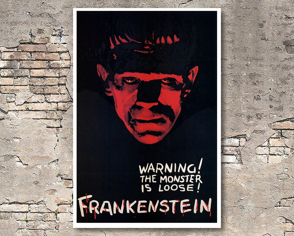 Frankenstein 1931 Vintage Poster Reprint - Boris Karloff Monster Home Decor in Poster Print or Canvas Art