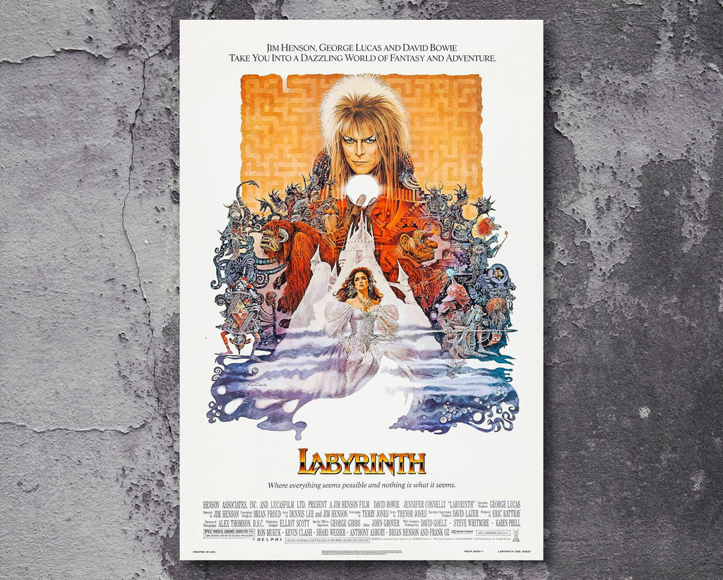 Labyrint 1986 Poster Reprint - Jim Henson Fantasy Home Decor in Poster Print or Canvas Art