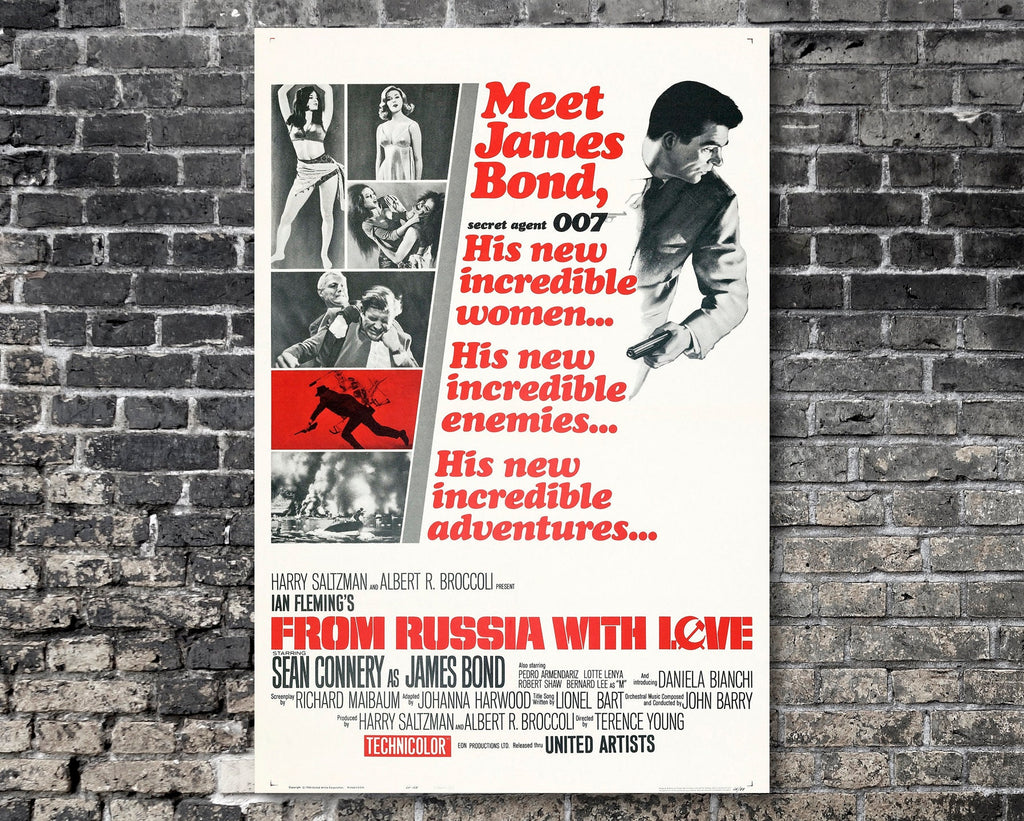 From Russia with Love 1963 James Bond Reprint - 007 Home Decor in Poster Print or Canvas Art