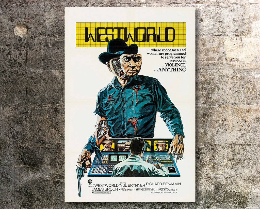 Westworld 1973 Vintage Poster Reprint - Cowboy Western Home Decor in Poster Print or Canvas Art