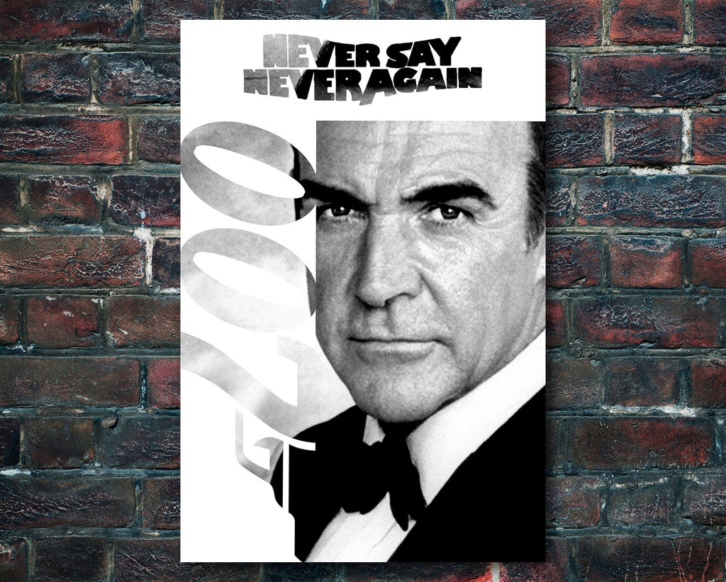 Never Say Never Again 1983 James Bond Reprint - 007 Home Decor in Poster Print or Canvas Art