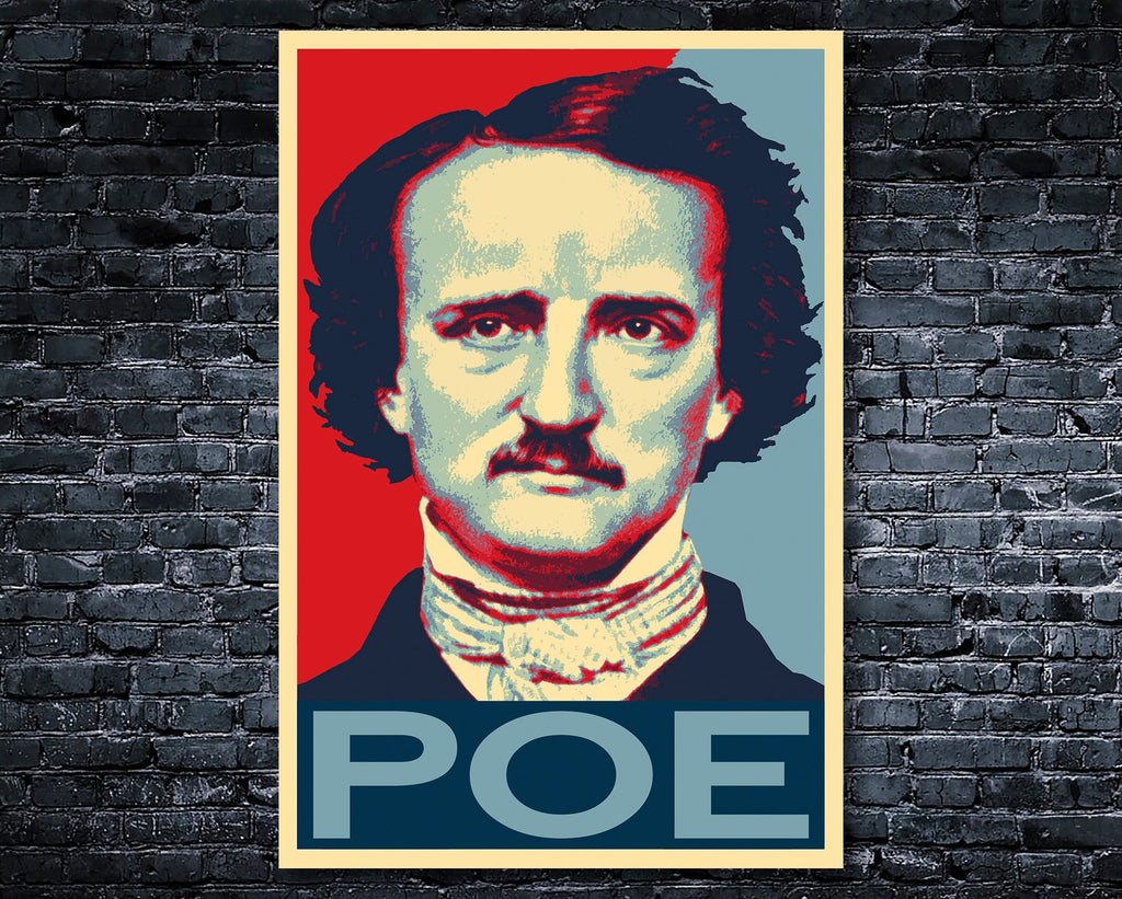 Edgar Allan Poe Pop Art Illustration - Gothic Horror Poet Home Decor in Poster Print or Canvas Art