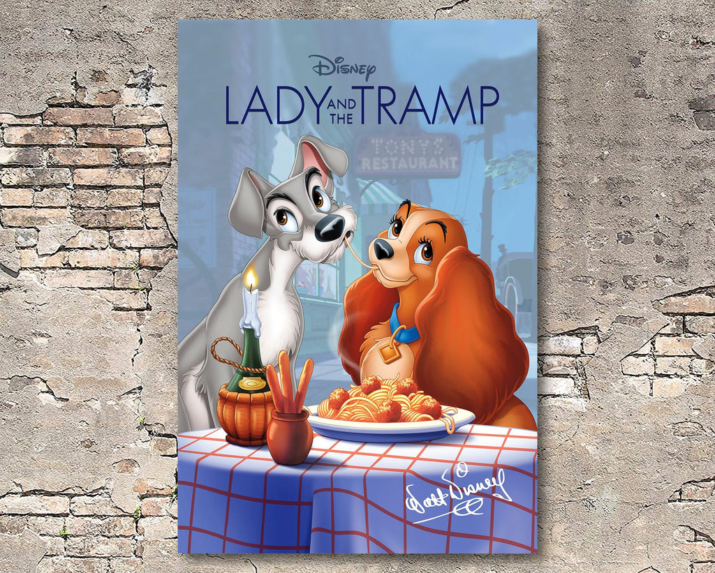 Lady and the Tramp 1945 Vintage Poster Reprint - Disney Cartoon Home Decor in Poster Print or Canvas Art