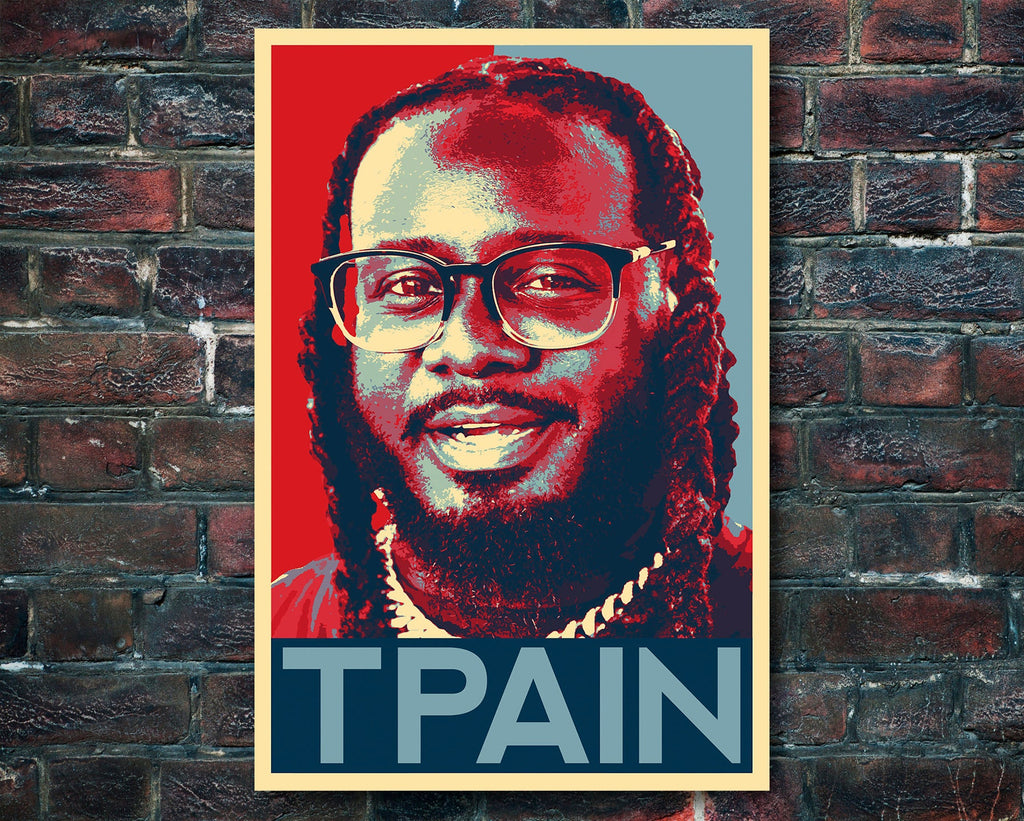 T-Pain Pop Art Illustration - Rap Hip hop Music Icon Home Decor in Poster Print or Canvas Art