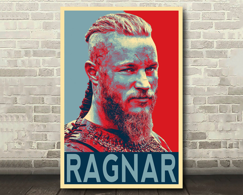 Ragnar Lothbrok Pop Art Illustration - Vikings Norse Television Home Decor in Poster Print or Canvas Art