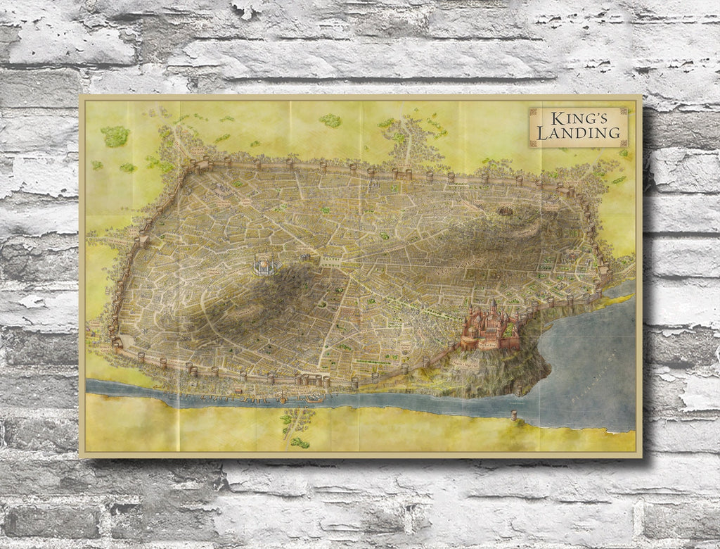 Game of Thrones King's Landing Map - Television Fantasy Westeros Home Decor in Poster Print or Canvas Art