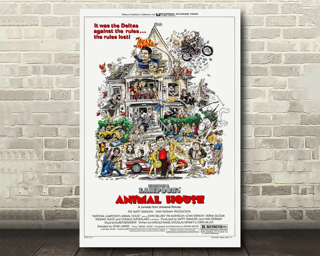 Animal House 1978 Pop Art Illustration - College Fraternity Comedy Icon Home Decor in Poster Print or Canvas Art