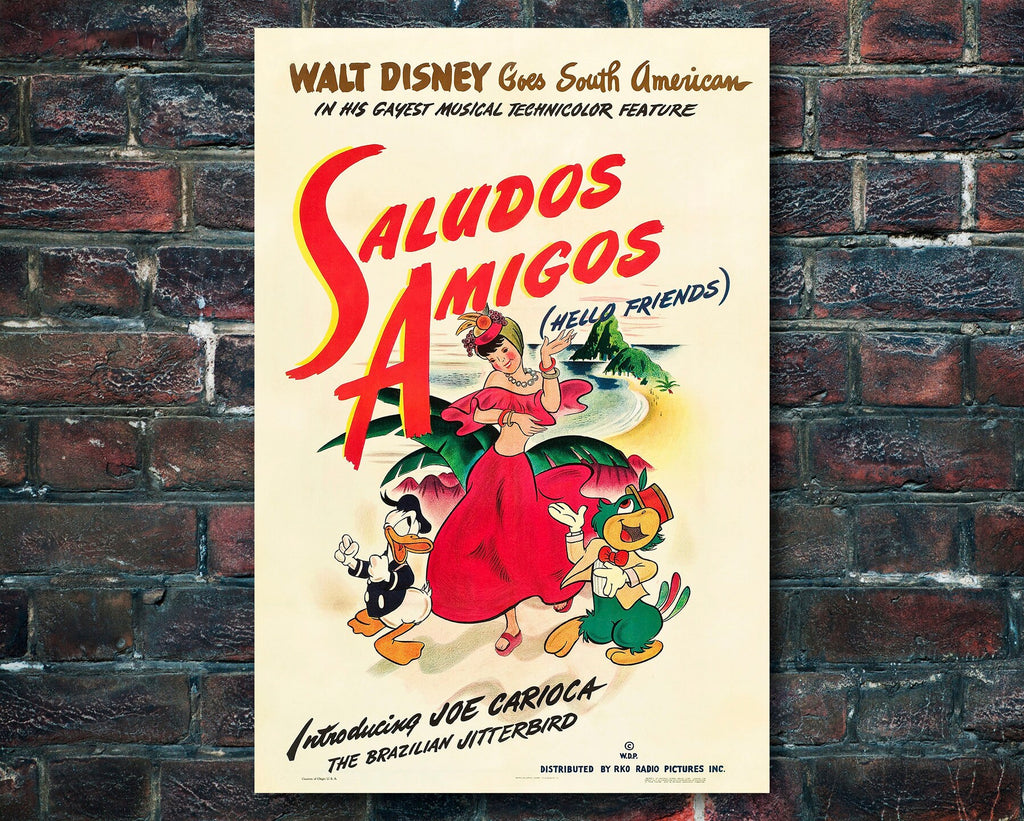 Saludos Amigos 1942 Vintage Poster Reprint - Disney Cartoon Home Decor in Poster Print or Canvas Art