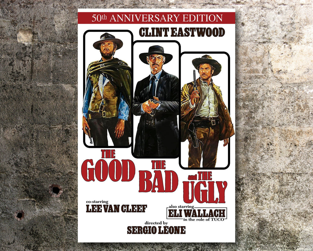 The Good the Bad and the Ugly 1966 Vintage Poster Reprint - Cowboy Western Home Decor in Poster Print or Canvas Art