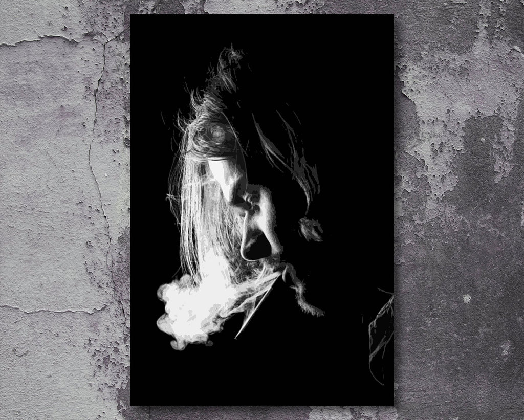 Kurt Cobain Nirvana Pop Art Illustration - Rock and Roll Music Icon Home Decor in Poster Print or Canvas Art